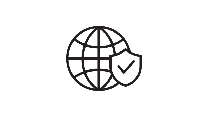 World icon with checkmark
